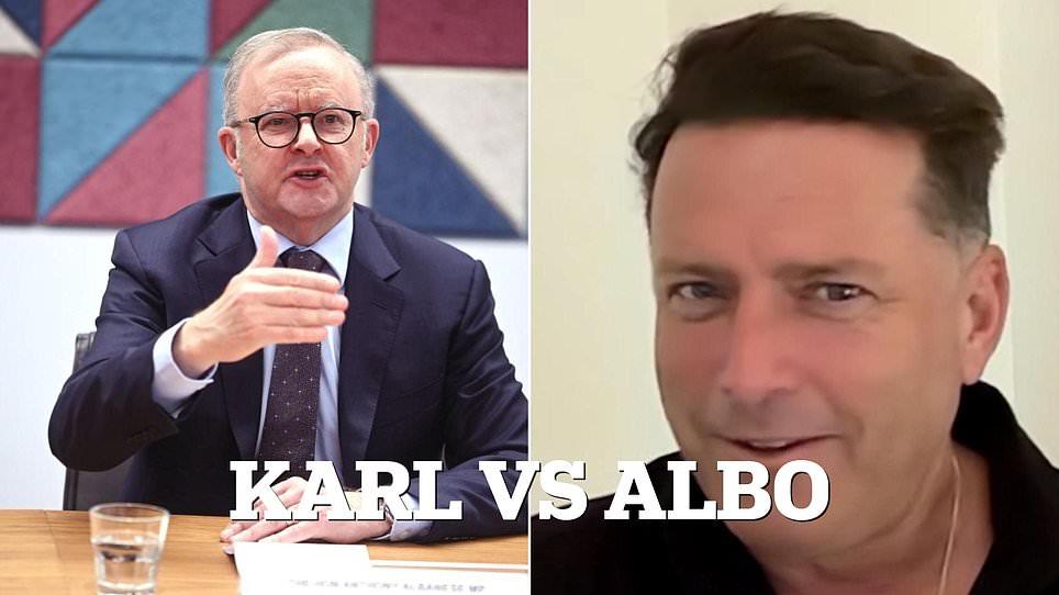 Karl Stefanovic emerges from his holiday overseas to criticise Anthony Albanese's 'greasy' X-rated comment about Kylie Minogue