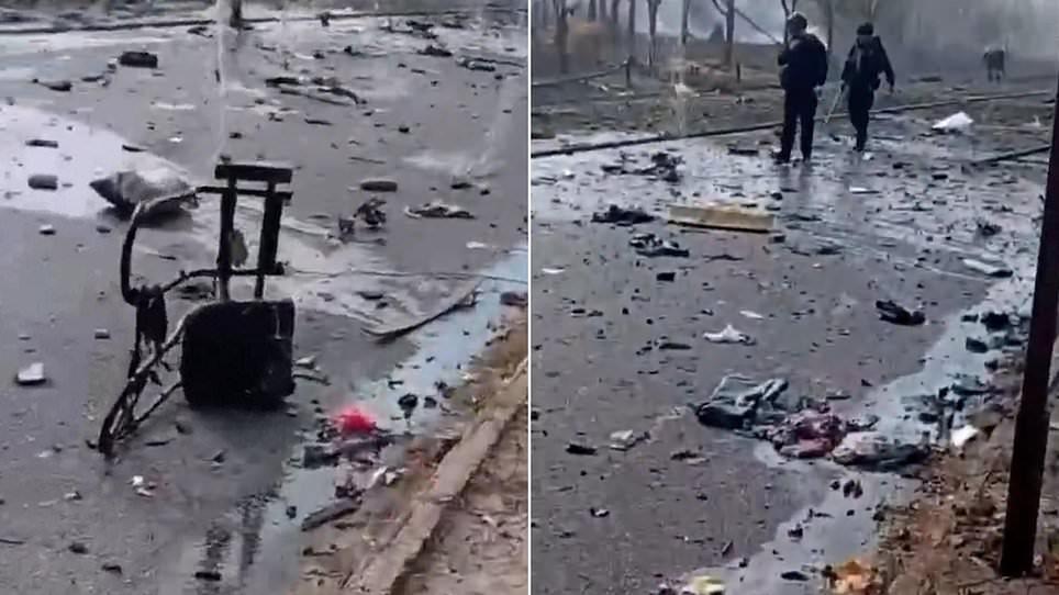 Horror as buses are destroyed by Russian strike, killing more than 30 passengers in Ukrainian frontline town